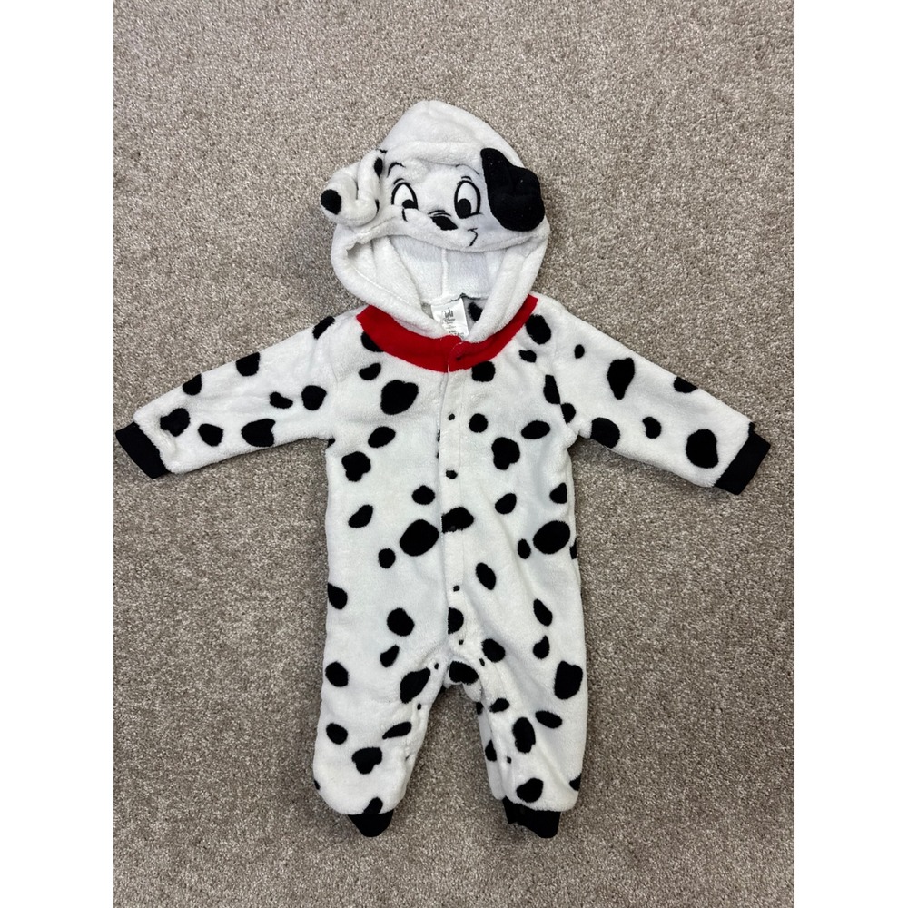 Disney Baby 101 Dalmatians Hooded Fleece Bodysuit White Black 6-9 Months